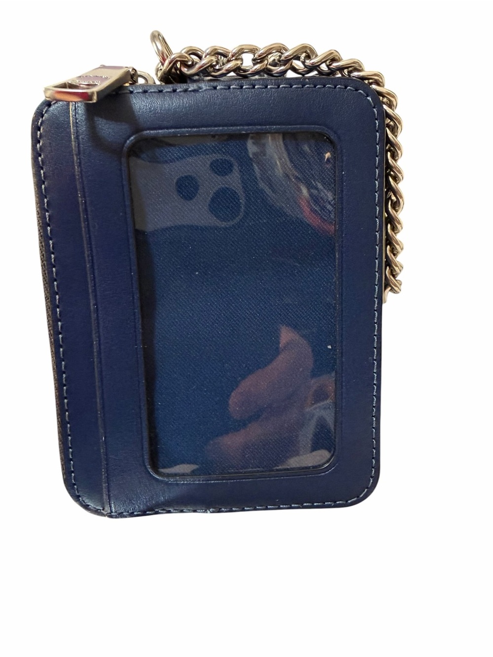Coach Compact Distressed Denim Quilted & Leather Zip Wallet (A810) - Picture 3 of 9